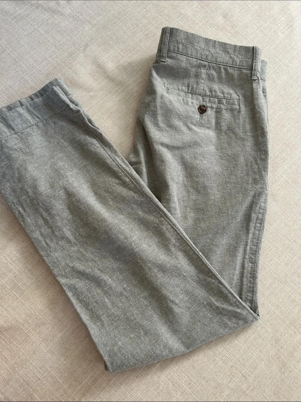J. Crew Straight Leg Linen Blend Pants Quarry Green Size 34/32 Lightweight